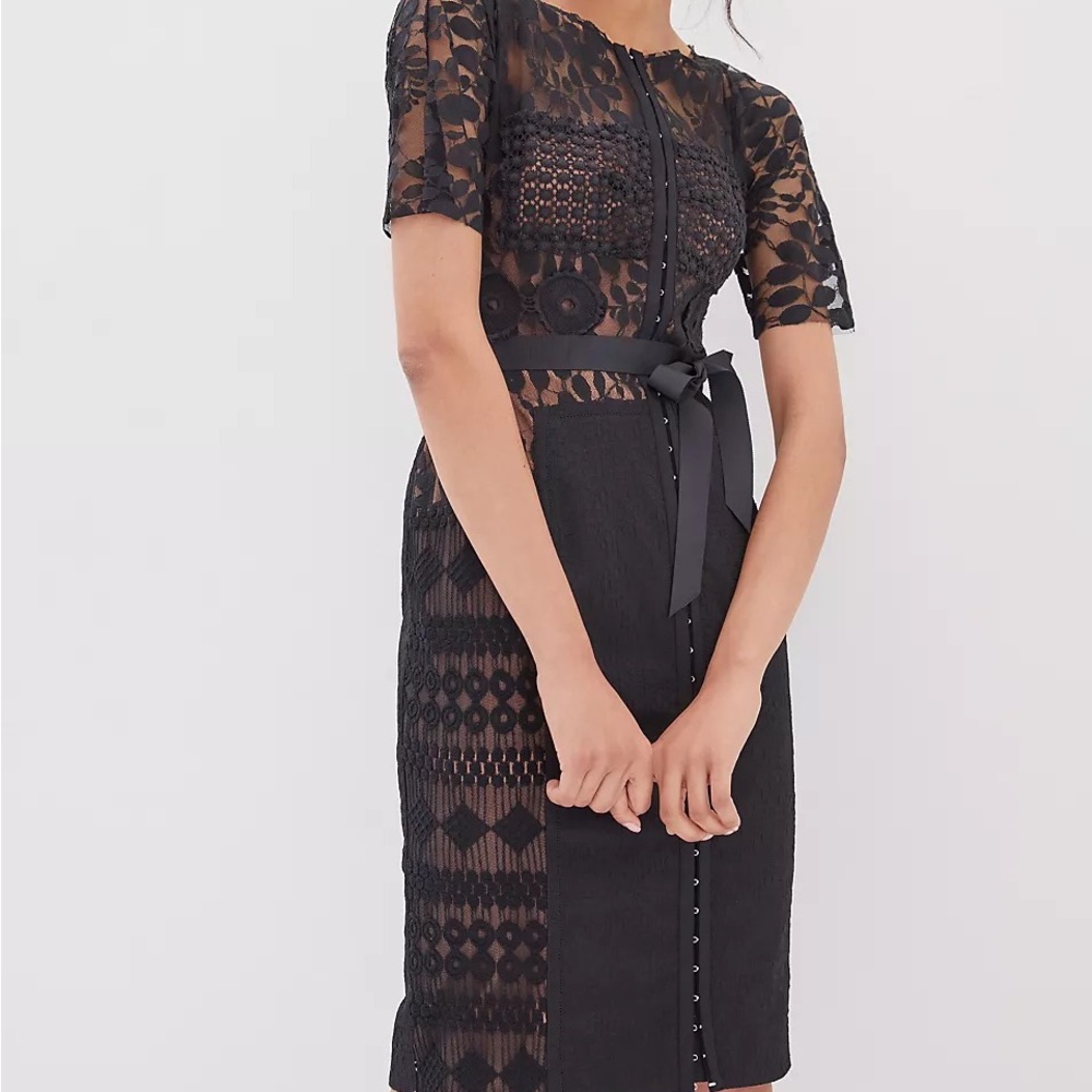 Byron Lars Carissima Sheath Dress Anthropologie Black Lace
